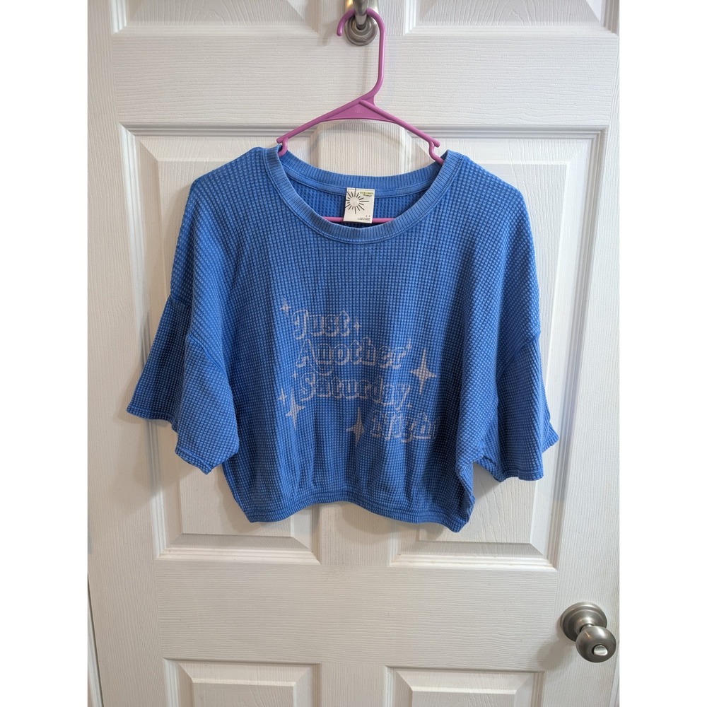 Offline by Aerie Blue Waffle Knit Graphic Crop Top - Size S